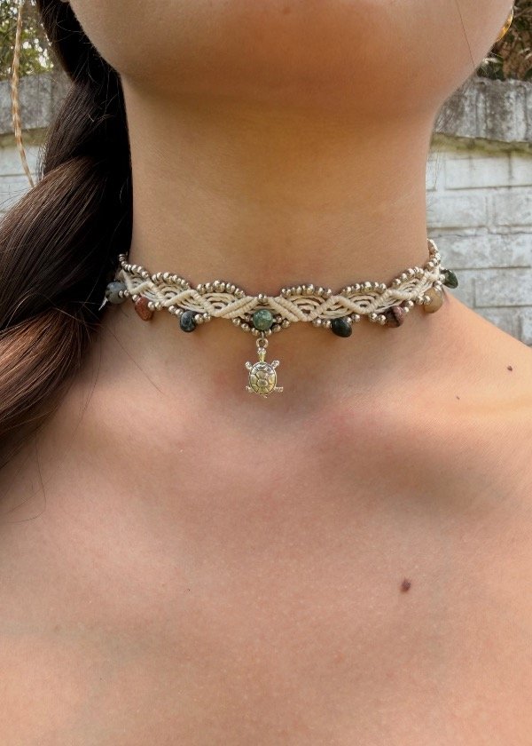 Producto - Collar Éter Ágata Musgo - plateado
