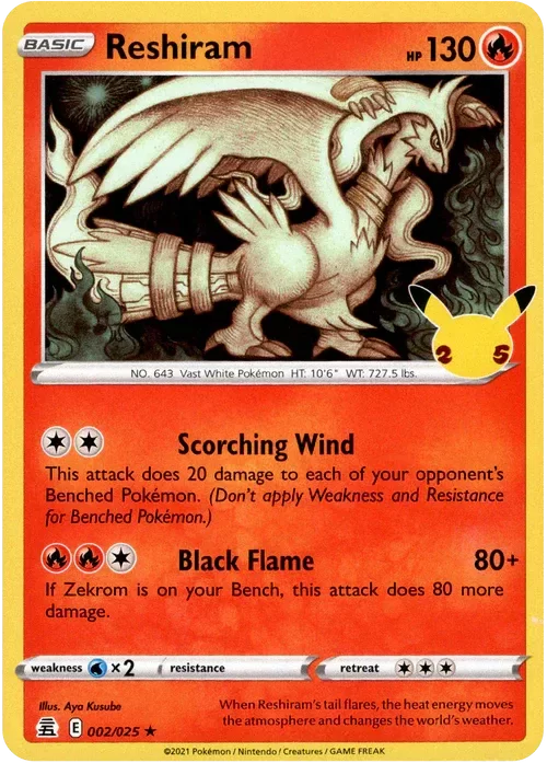Producto - Reshiram - 002/025 - Celebrations - Holo