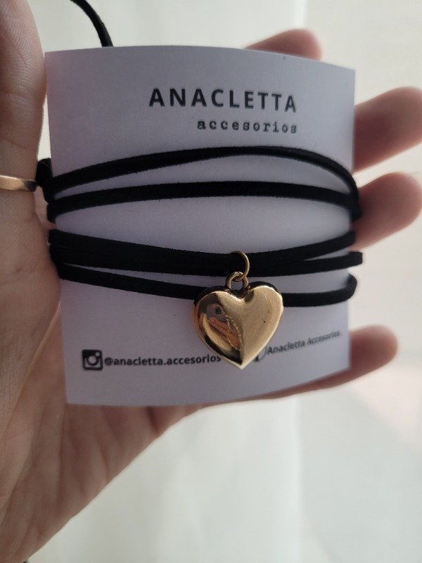 Producto - Choker largo corazón inflado dorado - bijou