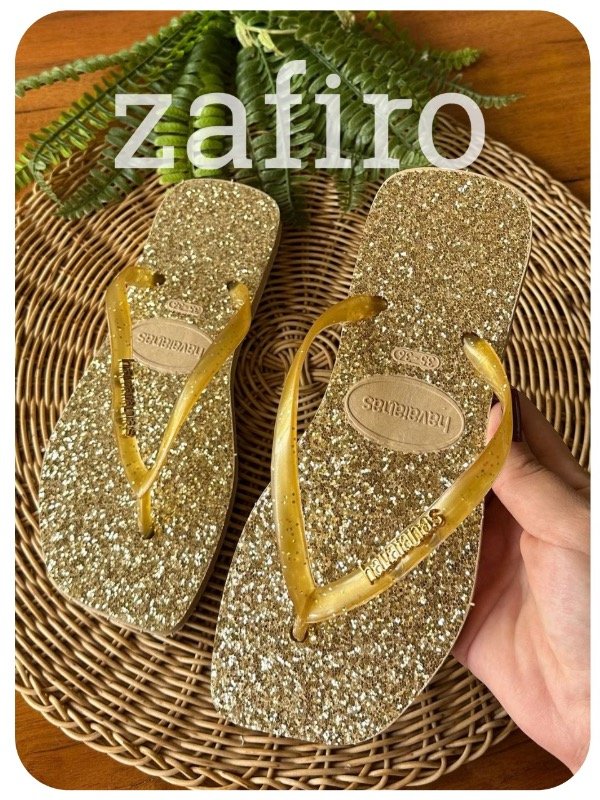 Producto - Ojota Havaiana Cuadrada Glitter Oro