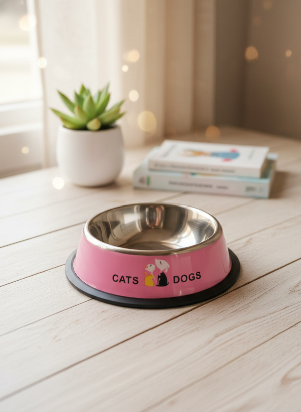 Producto - Plato de acero inoxidable con base antideslizante "Cats-Dogs"