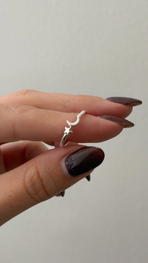 Producto - Anillo luna y estrella mini liso P925 - 1