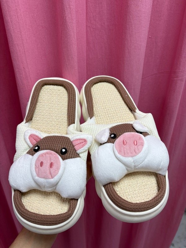 Producto - Pantufla chancho marrón