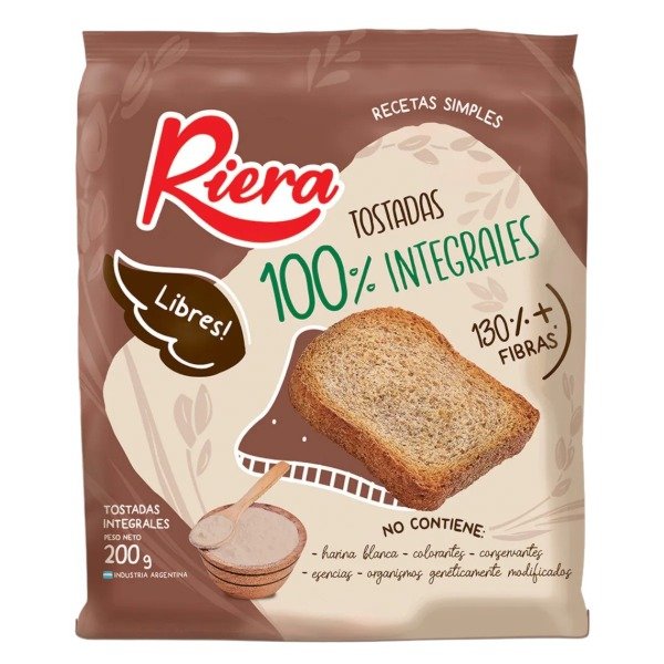 Producto - PAN TOSTADO 100 INTEGRAL RIERA 18u x 200G