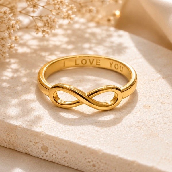 Producto - Anillo infinito I Love you Plata 925 Dorado
