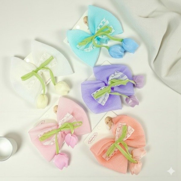 Producto - Broche para cabello moño con flor de tulipán