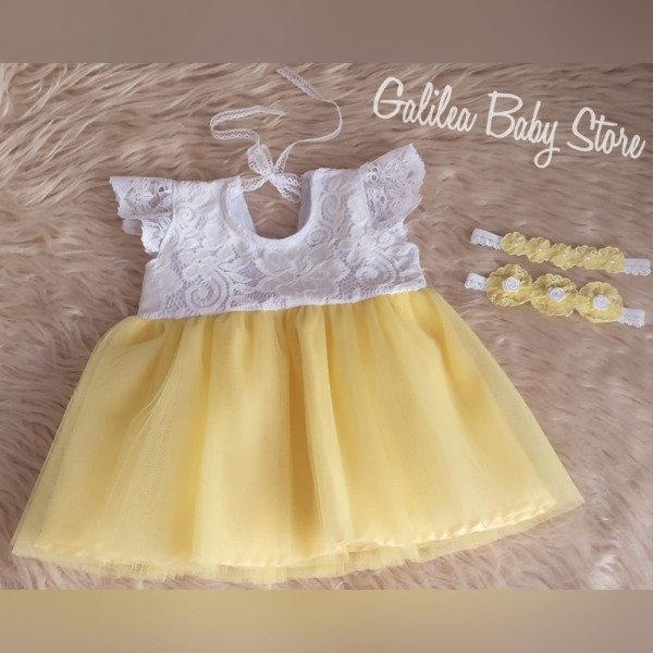 Producto - VESTIDO MARY MANGAS CORTAS BLANCO Y AMARILLO