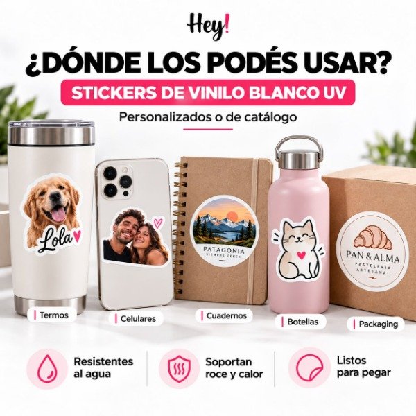 Producto - STICKERS DE VINILO BLANCO UV - CATALOGO O PERSONALIZADOS - 2