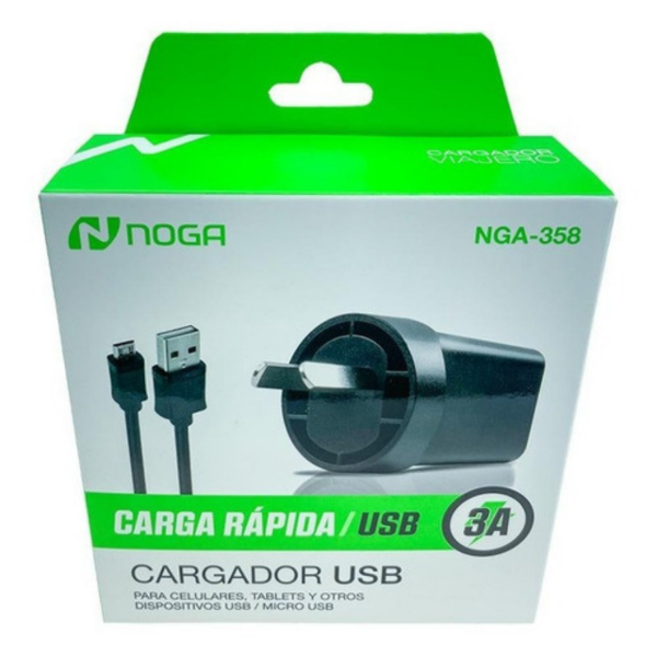 Producto - CARGADOR 220V A MICRO USB NGA-358 3.0 AMP 15W CON CABLE MICRO- NOGA NET