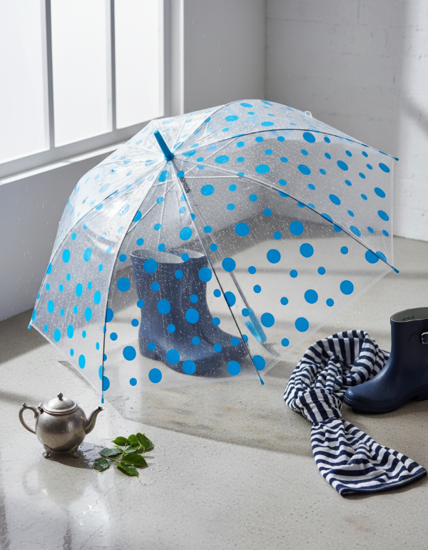 Producto - Paragua Transparente "Lunares Celeste"