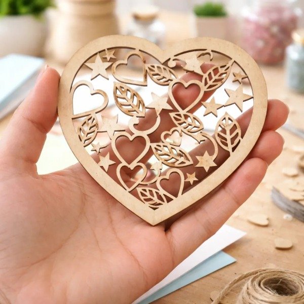 Producto - Corazon Estrellas y hojas 10 cm x 10 unidades