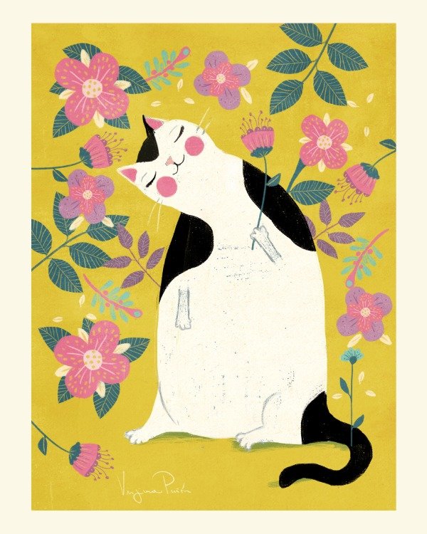 Producto - Leamina gato vaquita fondo amarillo