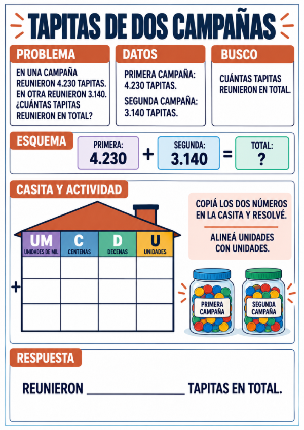 Producto - Resuelvo con casitas: Sumas y Restas con Números de 4 Cifras - 4