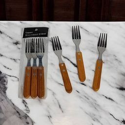 Producto - JUEGO 3 TENEDORES DE INOX CON CABO DE MADERA 18,5CM (24UN)