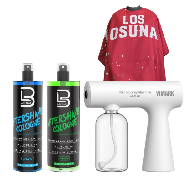 Producto - NANO SPRAY WMARK BLANCO + 2 AFTER SHAVE 400ML LV3 + CAPA LOS OSUNA