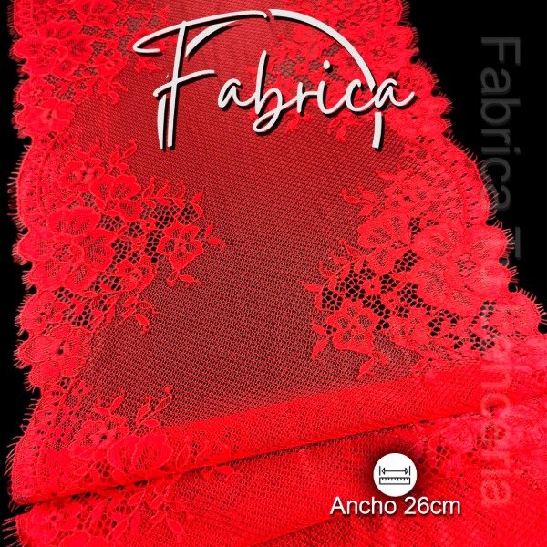 Producto - PS280 Puntilla Roja con pelitos. Medida: 26cm (por metro)