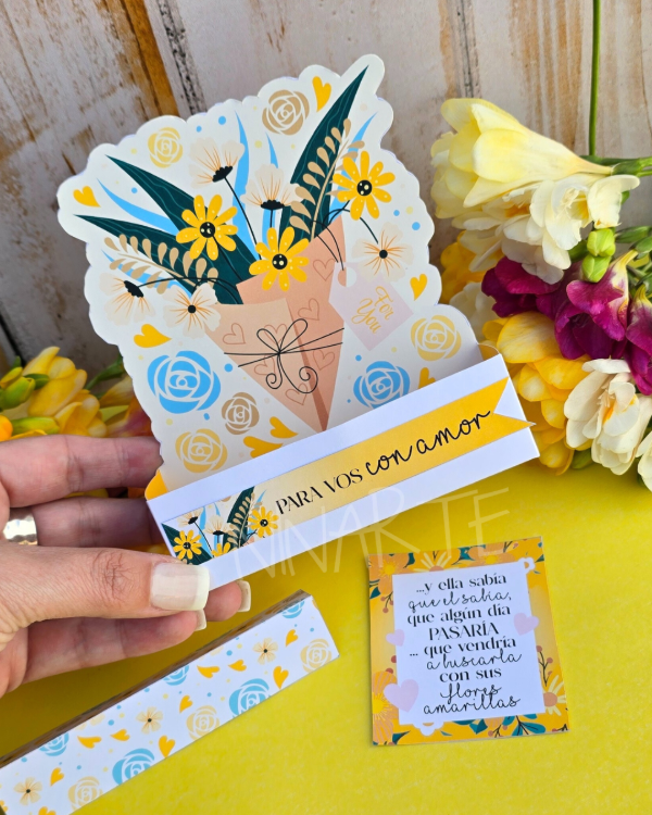 Producto - KIT IMPRIMIBLE CAJA A4 FLORES AMARILLAS