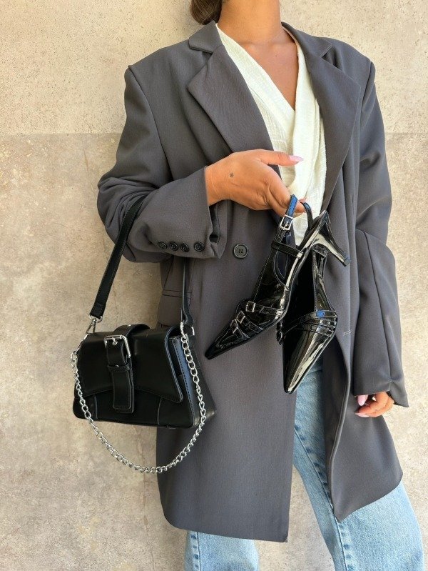 Producto - STILETTOS CHELSEA SIMIL CUERO CHAROL NEGRO