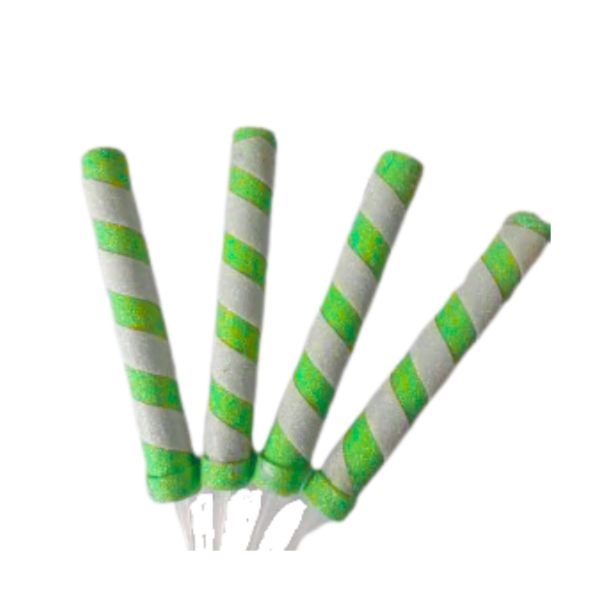 Producto - Bengala espiral con brillo x6un color blanco y verde manzana