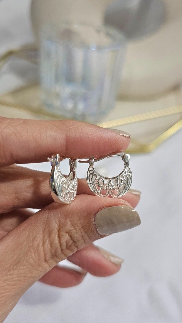 Producto - Argollas cartera caladas 1,5cm. Plata