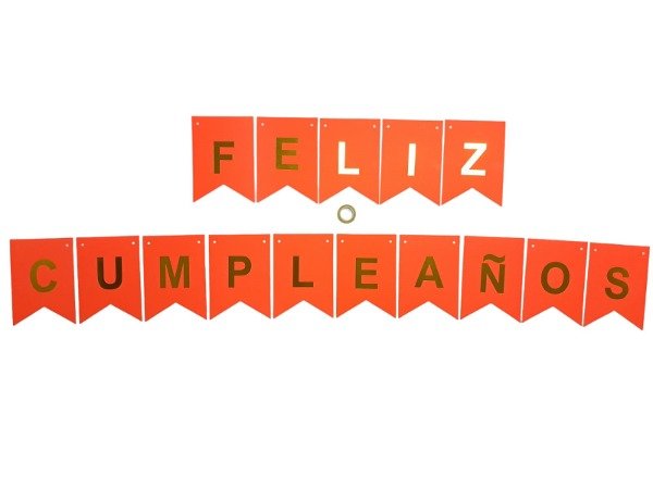 Producto - Banderin Feliz Cumpleaños liso naranja