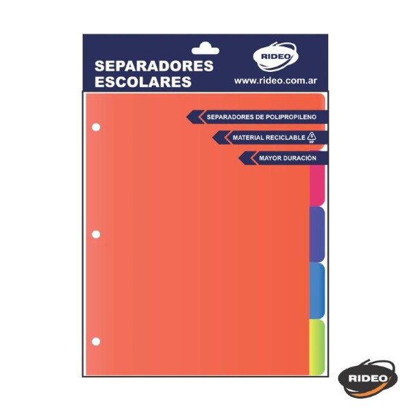 Producto - Separador escolar Rideo 5 pos. Neon