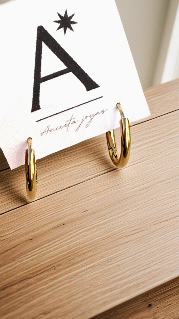 Producto - Aritos argollas ACERO DORADO 1,9cm AA171