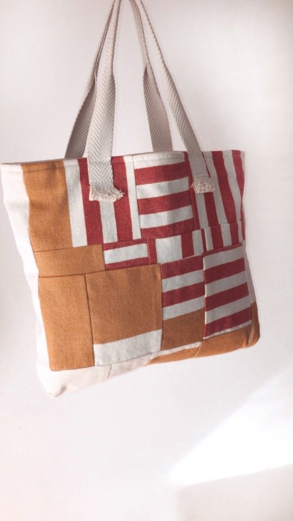 Producto - Cartera patchwork - mostaza, durazno y crudo