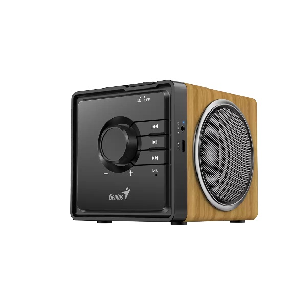Producto - Parlantes 2.0 portables -c/microfono -6w -bluetooth 5.3/aux -manos libres -wood - 1