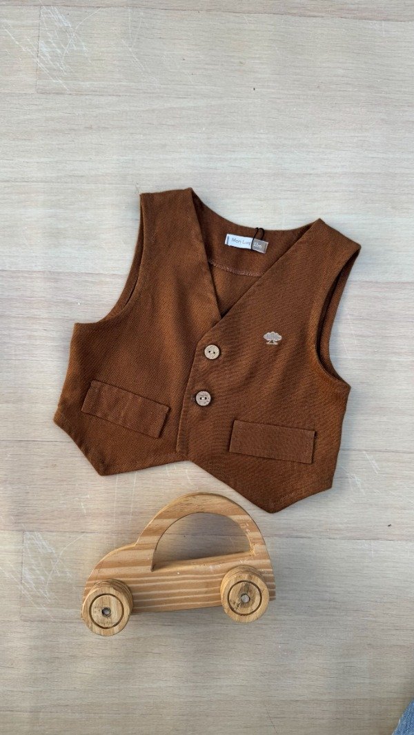 Producto - Chaleco de Lino Tostado Bebe