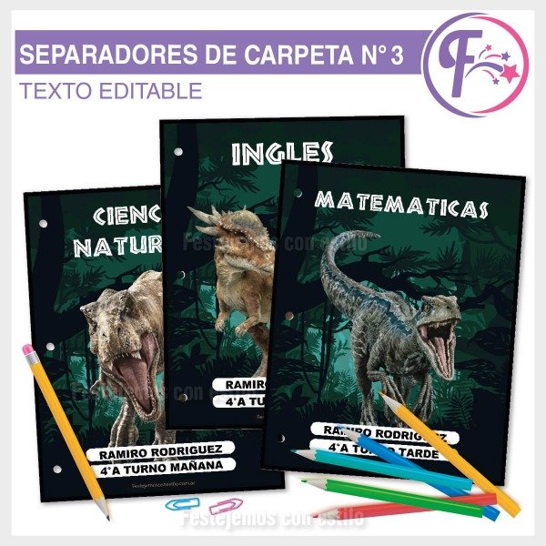 Producto - Jurassic World Kit Escolar Separadores Imprimibles
