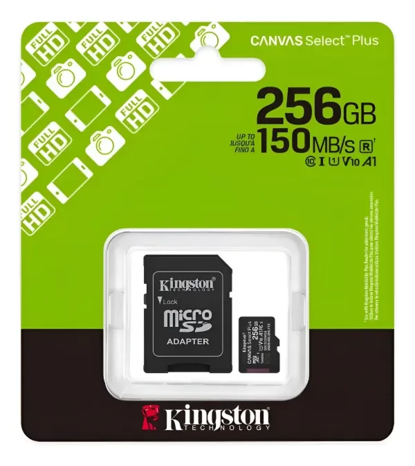 Producto - MICRO SD KINGSTON SDCS3/256 GB UHS-I CANVAS SELECT 150 MB/S