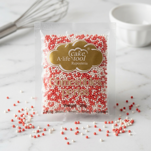 Producto - Mini perlas comestibles 2mm 25gr rojo