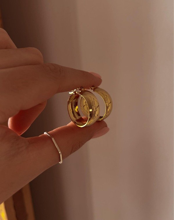 Producto - Argollas Cubanas 25mm Acero Dorado (par)