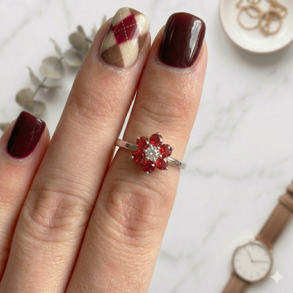 Producto - Anillo Flor Cubic Circón -Plata 925