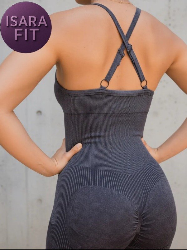Producto - Catsuit Seamless Negro Jaspeado - 1