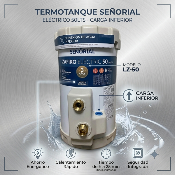 Producto - TERMOTANQUE SEÑORIAL ELECTRICO 50LTS CARGA INFERIOR LZ-50
