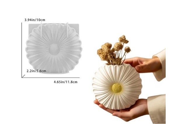 Producto - MOLDE SILICONA FLORERO MARGARITA (incluye cajón de madera) - 1