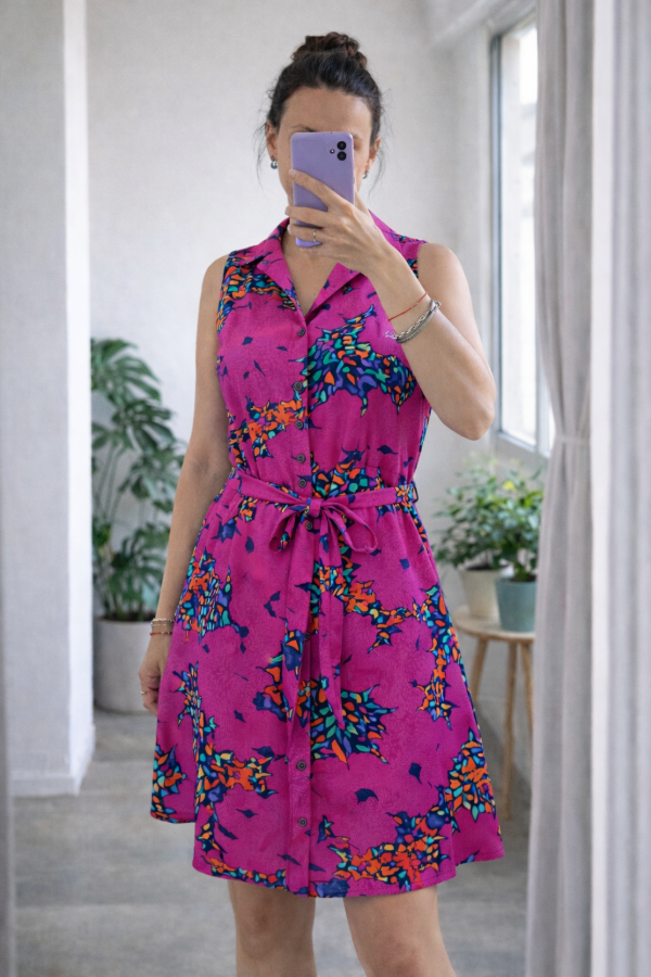 Producto - V. camisero s/ mangas seda vintage magenta