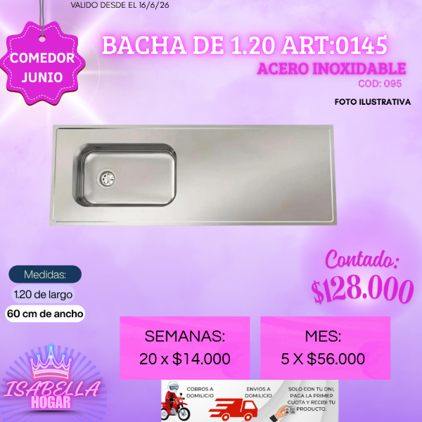 Producto - BACHA DE ACERO INOXIDABLE 1.20