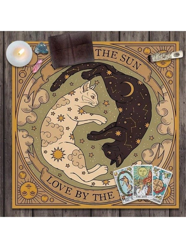Producto - Paño tarot 2 gatos yin yan