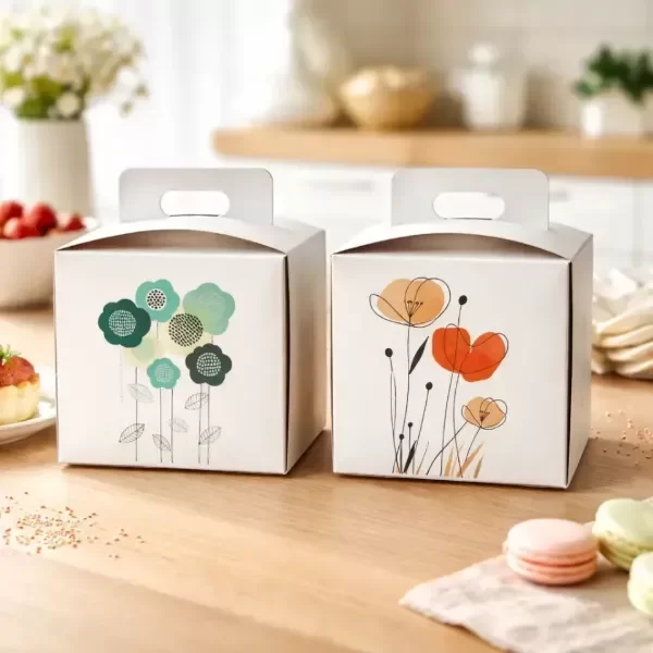 Producto - Caja Mini Torta 12x12x11 - Cartulina Duplex Flores (minimo de compra 5 cajas)