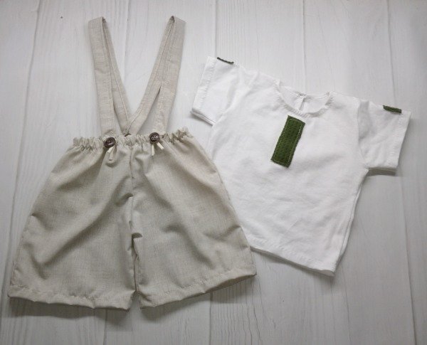 Producto - Set Short tiradores y remera detalles verdes Talle 1 año