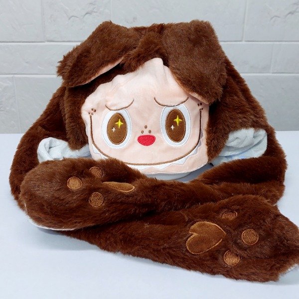 Producto - Gorro Labubu Levanta Orejas con Luces Marrón