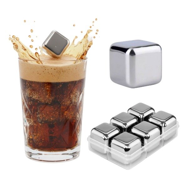 Producto - Cubos Hielo Metálicos Acero Reutilizables Whisky X6