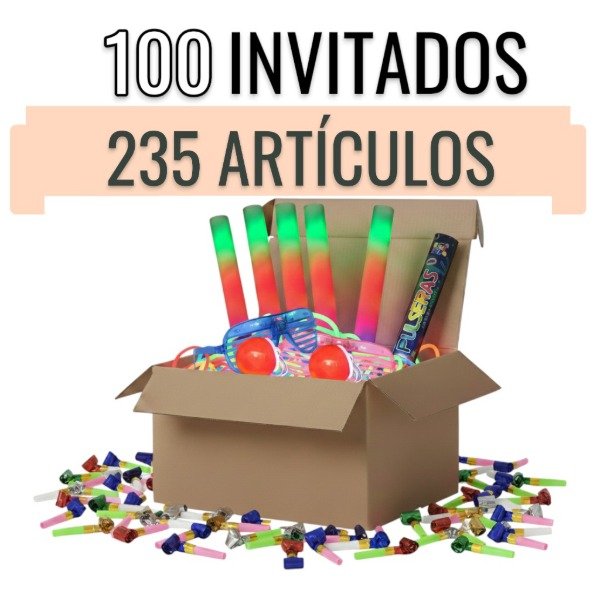 Producto - Combo Luminoso Explosivo para 100 Invitados con 235 Artículos Super Luminoso