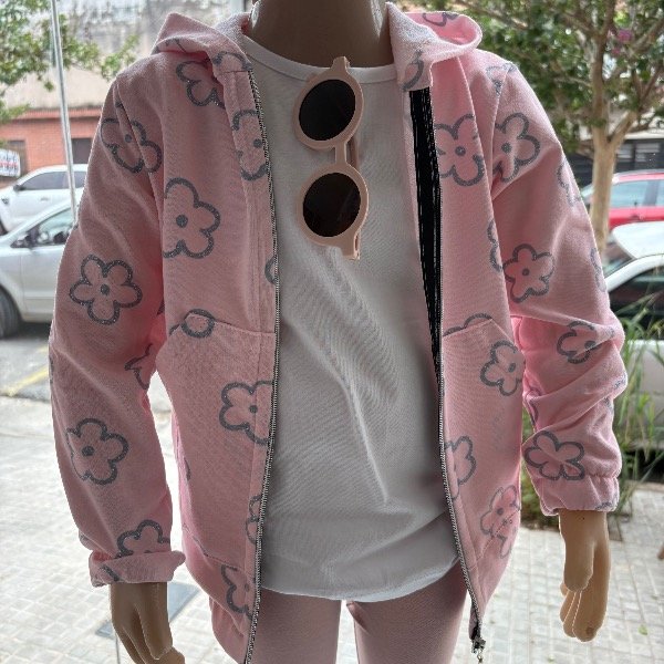 Producto - Campera Flower rosa talles hasta el 16