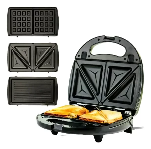 Producto - Sandwichera Waflera Eléctrica Con Placa Antiadherente Negro
