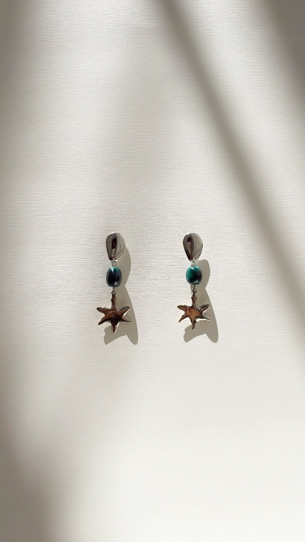 Producto - Aro estrella verde (plateado)