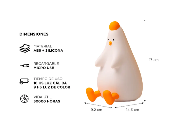 Producto - Lámpara Infantil De Pollito Heihei Luz De Colores -Gadnic (Luzeme32) - 2